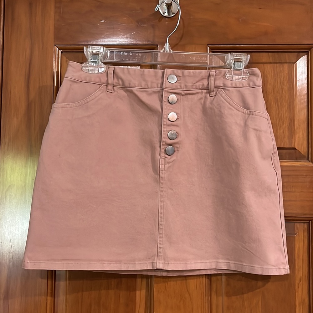 Forever 21 mauve, button fly, denim skirt